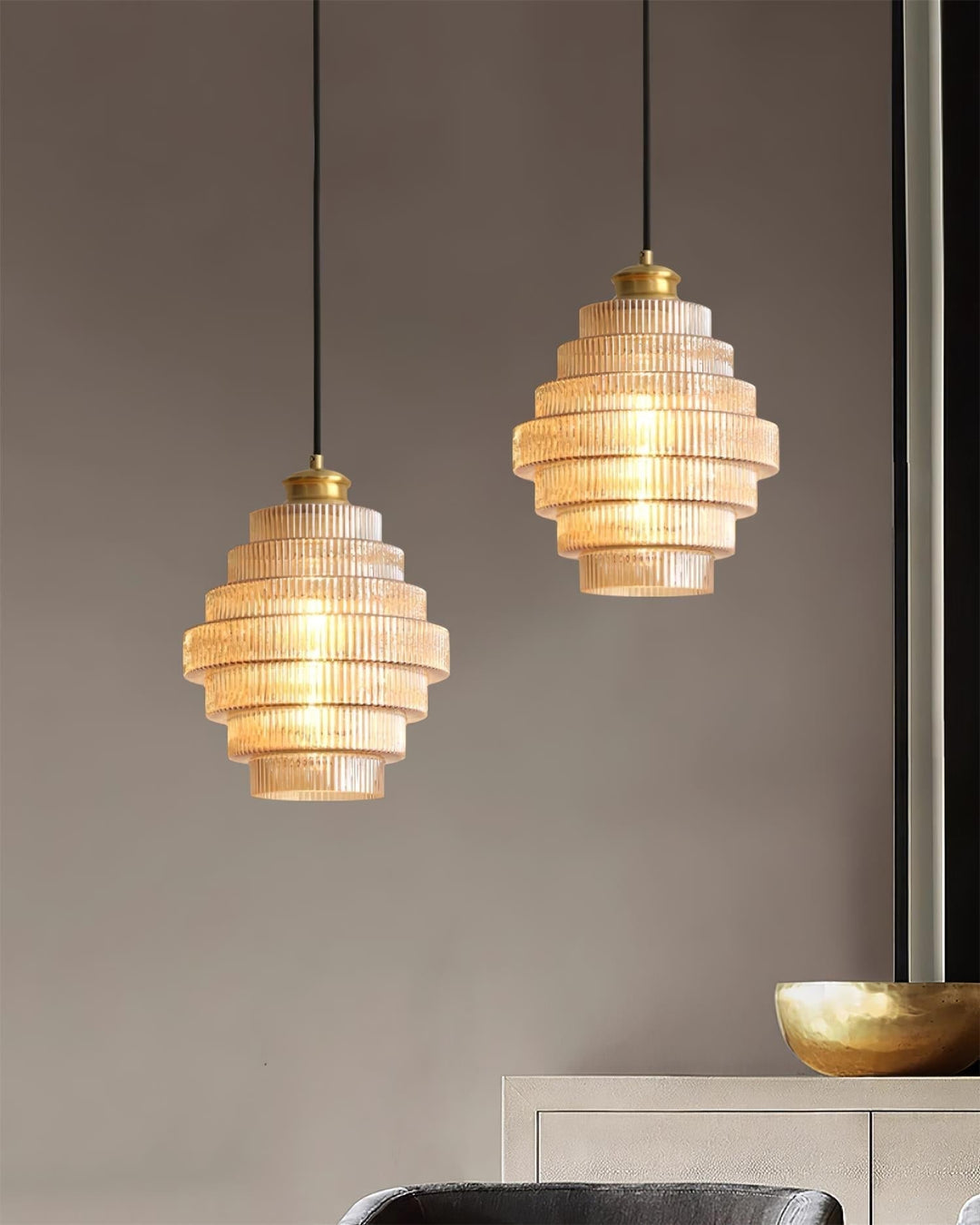 Brivelle Lampe Pendante Verre Cannelé à Brancher - Neutralighting