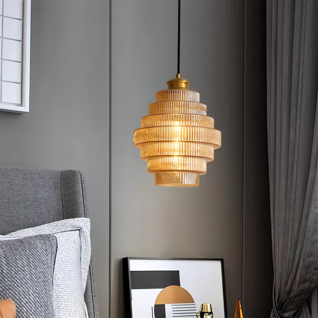 Brivelle Lampe Pendante Verre Cannelé à Brancher - Neutralighting
