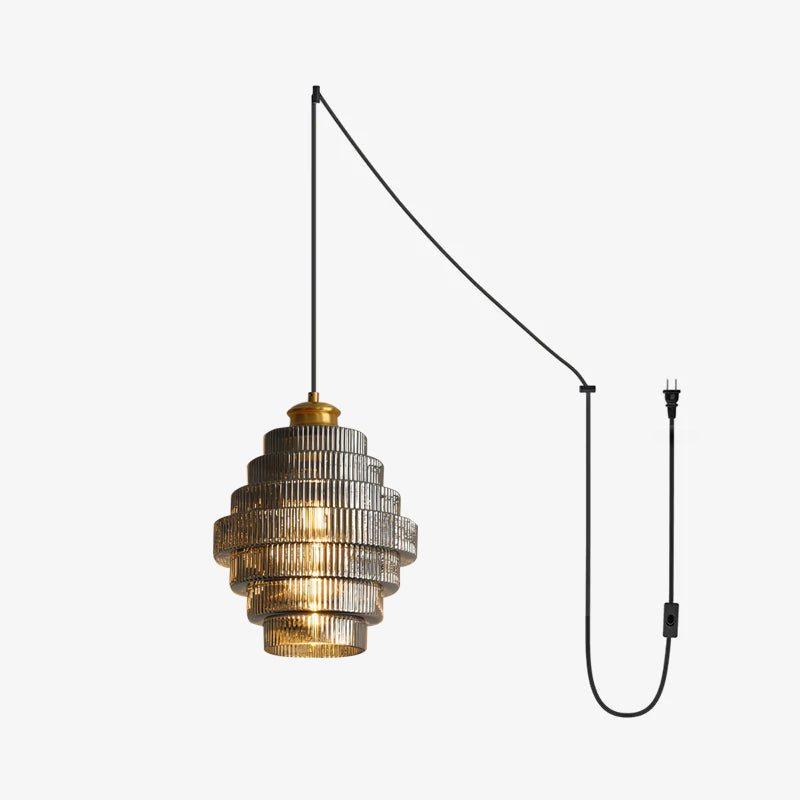 Brivelle Lampe Pendante Verre Cannelé à Brancher - Neutralighting