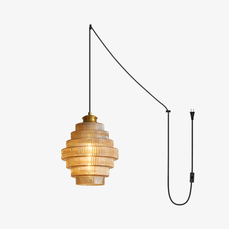 Brivelle Lampe Pendante Verre Cannelé à Brancher - Neutralighting