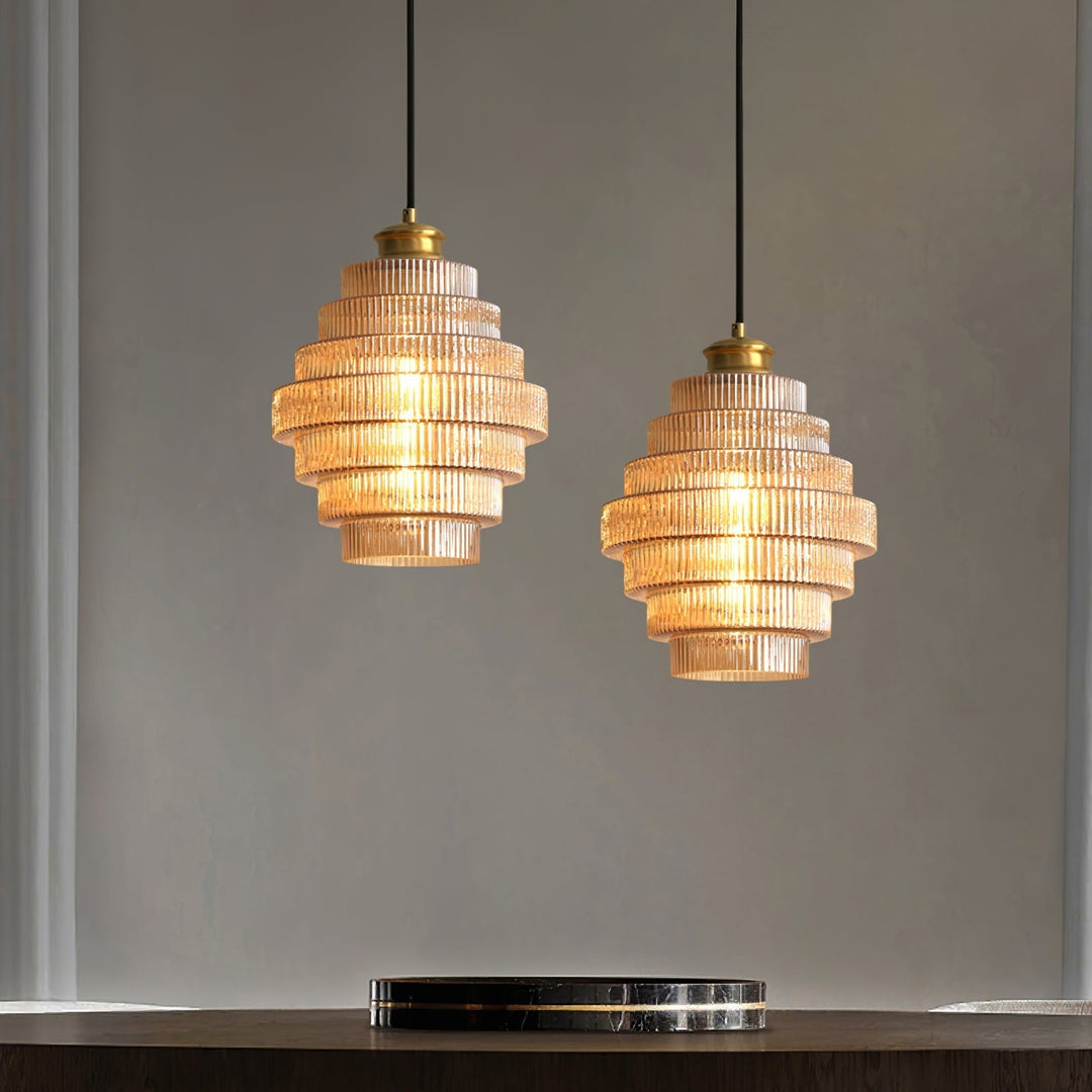 Brivelle Lampe Pendante Verre Cannelé à Brancher - Neutralighting
