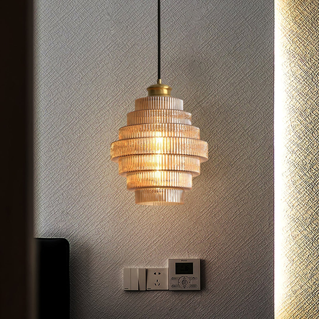 Brivelle Lampe Pendante Verre Cannelé à Brancher - Neutralighting