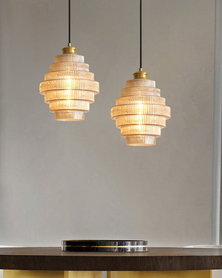Brivelle Lampe Pendante Verre Cannelé à Brancher - Neutralighting