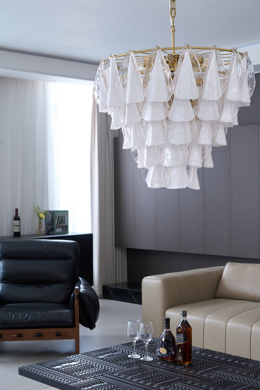 Aurora Lustre Blanc Feuille Verre Superposé Moderne - Neutralighting
