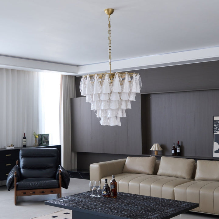 Aurora Lustre Blanc Feuille Verre Superposé Moderne - Neutralighting