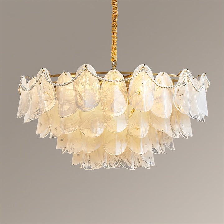 Lunaria Lustre Pétales en Verre avec Perles - Neutralighting