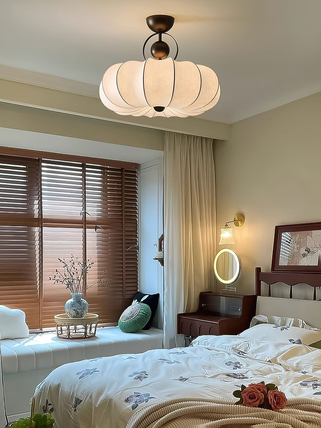 Yunshui Pétale Tissu Bronze Suspension Lumière - Neutralighting