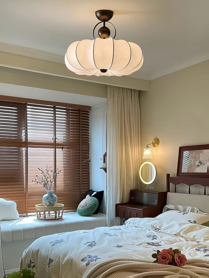 Yunshui Pétale Tissu Bronze Suspension Lumière - Neutralighting