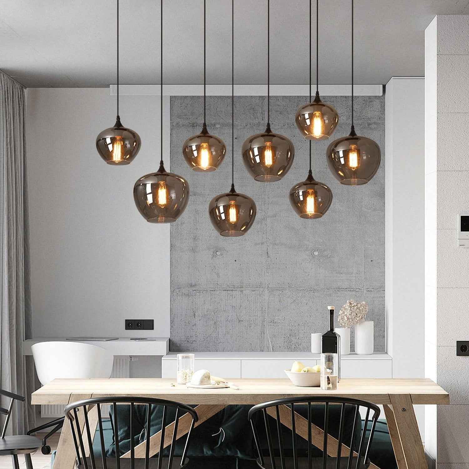 June Suspension Luminaire Industriel Verre Gris Fumé - Neutralighting