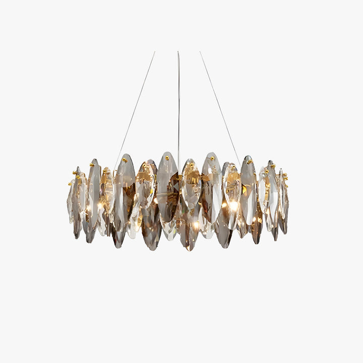 Kristy Design LED Lustre Verre/Métal Cristaux Dorés Salon/Chambre à Coucher - Neutralighting