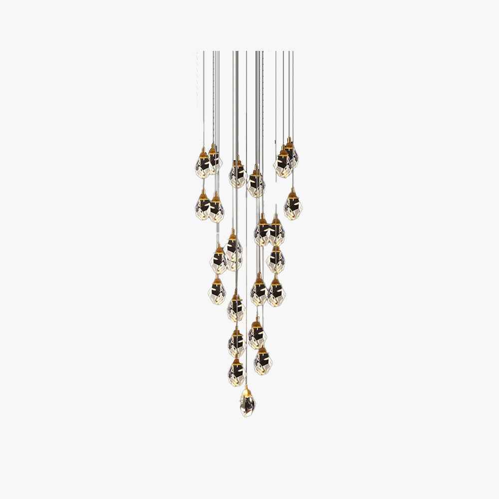 Kristy Luminaire Or Suspension Verre/Métal Pierres Chambre/Salon - Neutralighting