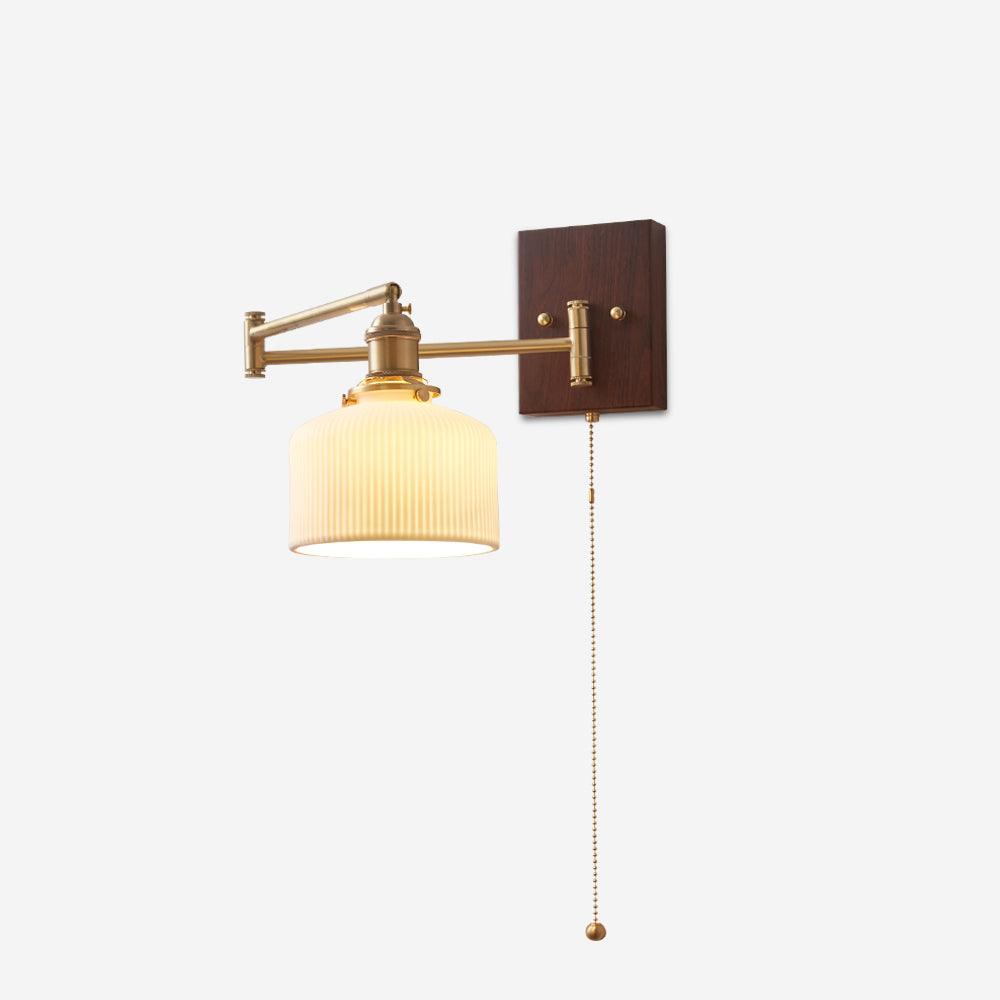 Applique Murale Artistique en Noyer et Laiton Bras Ajustable Charme Vintage - Neutralighting