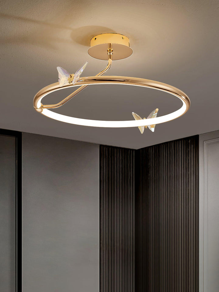 Solara Plafonnier Papillon avec Accents en Cristal et Anneau LED - Neutralighting