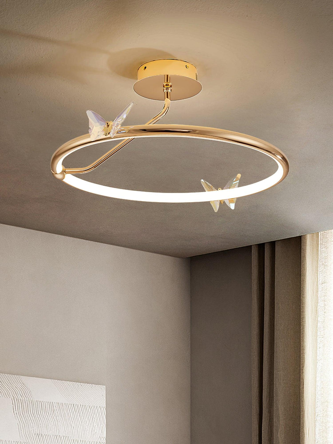 Solara Plafonnier Papillon avec Accents en Cristal et Anneau LED - Neutralighting