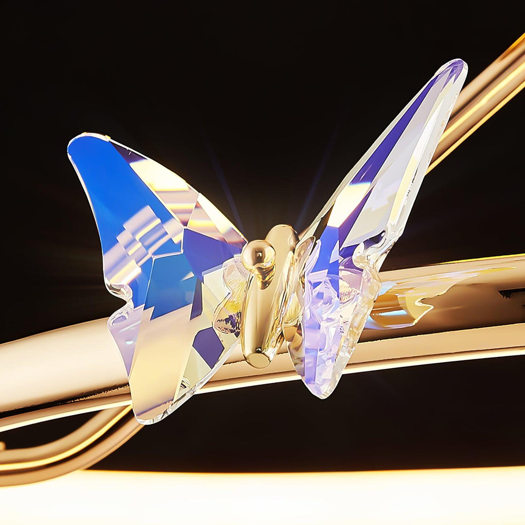 Solara Plafonnier Papillon avec Accents en Cristal et Anneau LED - Neutralighting