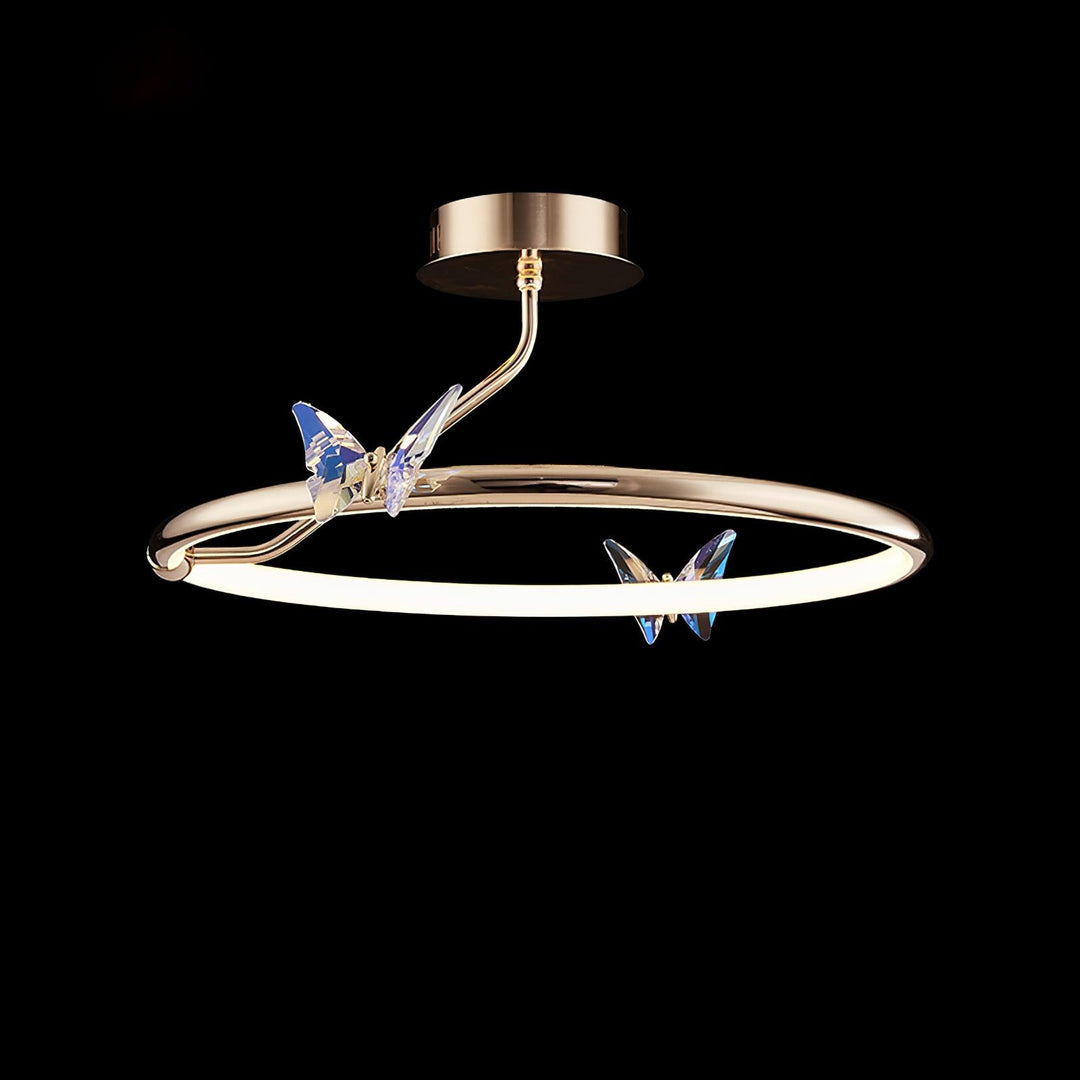 Solara Plafonnier Papillon avec Accents en Cristal et Anneau LED - Neutralighting