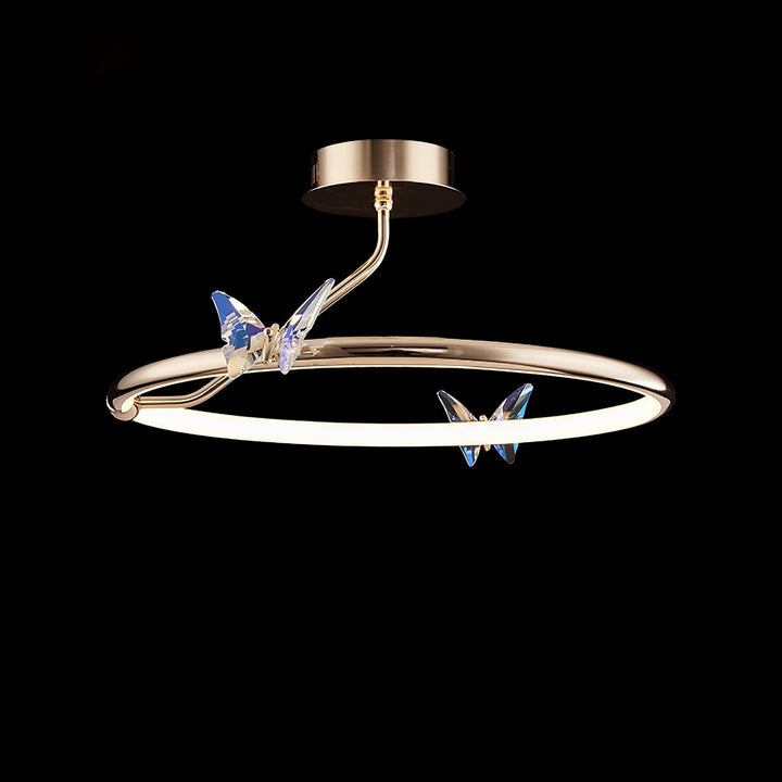 Solara Plafonnier Papillon avec Accents en Cristal et Anneau LED - Neutralighting