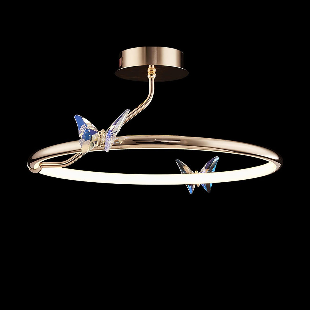Solara Plafonnier Papillon avec Accents en Cristal et Anneau LED - Neutralighting