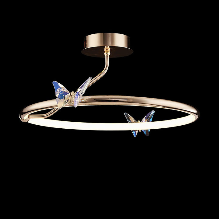 Solara Plafonnier Papillon avec Accents en Cristal et Anneau LED - Neutralighting