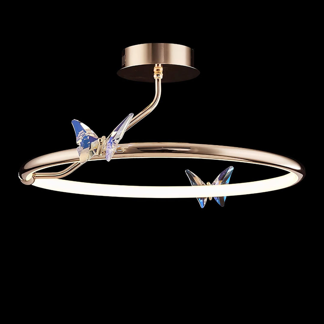 Solara Plafonnier Papillon avec Accents en Cristal et Anneau LED - Neutralighting