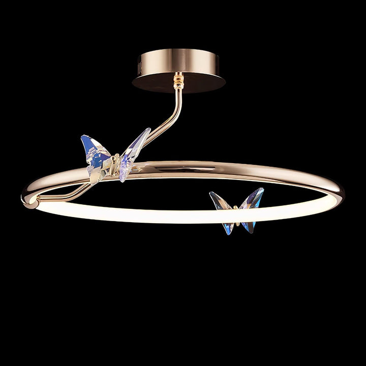 Solara Plafonnier Papillon avec Accents en Cristal et Anneau LED - Neutralighting