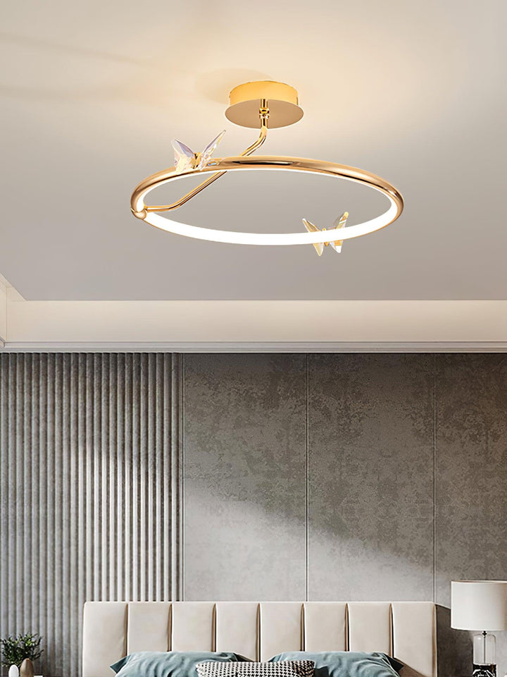 Solara Plafonnier Papillon avec Accents en Cristal et Anneau LED - Neutralighting