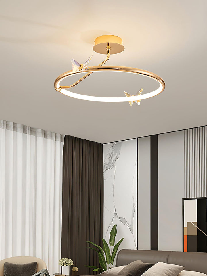 Solara Plafonnier Papillon avec Accents en Cristal et Anneau LED - Neutralighting