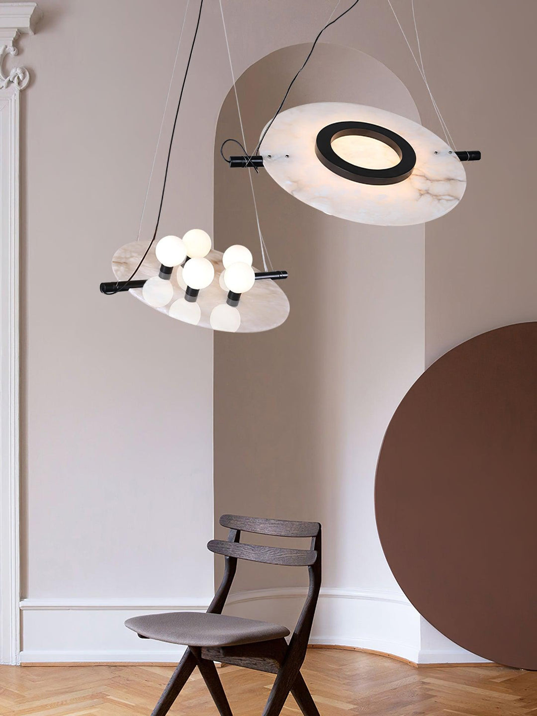 Imirila Disque Forme Verre Pendentif Lumière - Neutralighting
