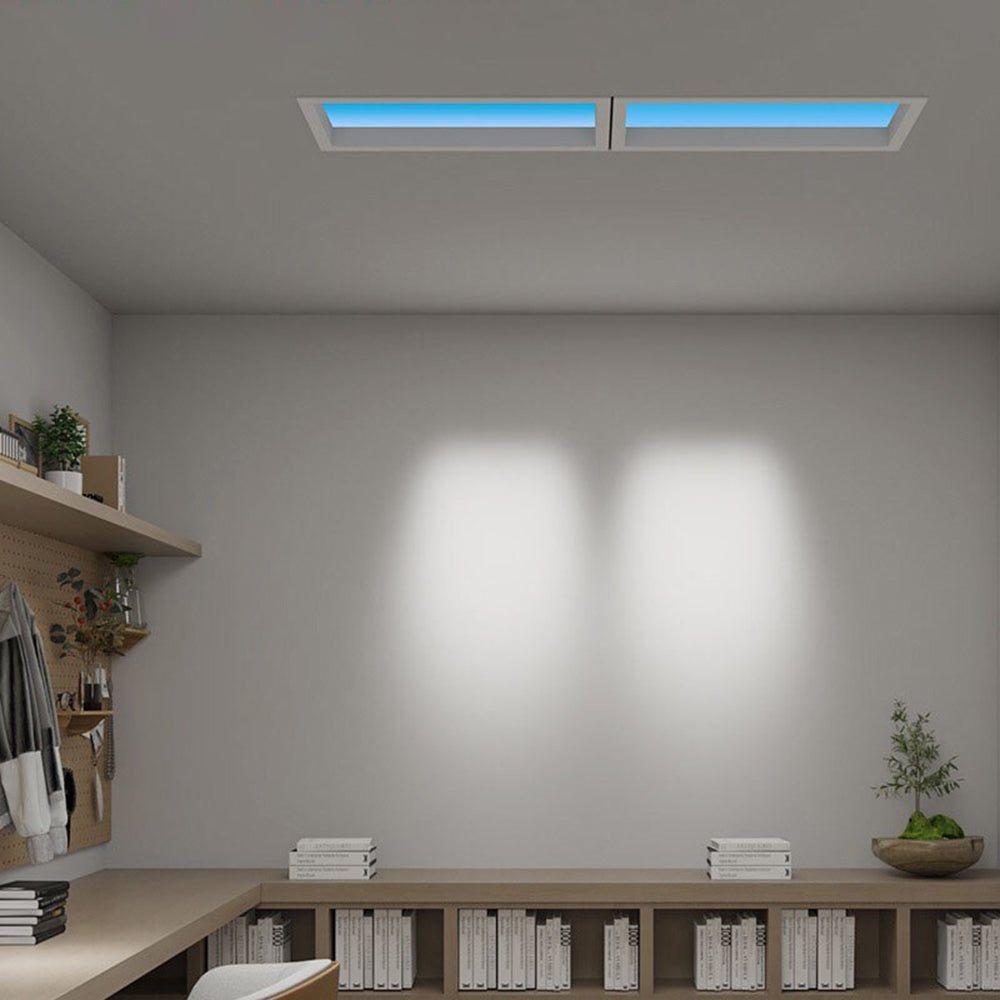 Ray Plafonnier Rectangle Moderne, Métal/Verre, Bleu, Salon - Neutralighting
