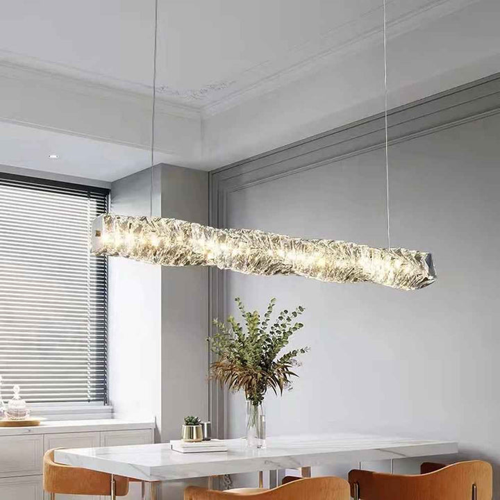 Kristy Suspension Linéaire Simple, Acier/Cristal, Or/Argent, Bar/Cuisine - Neutralighting