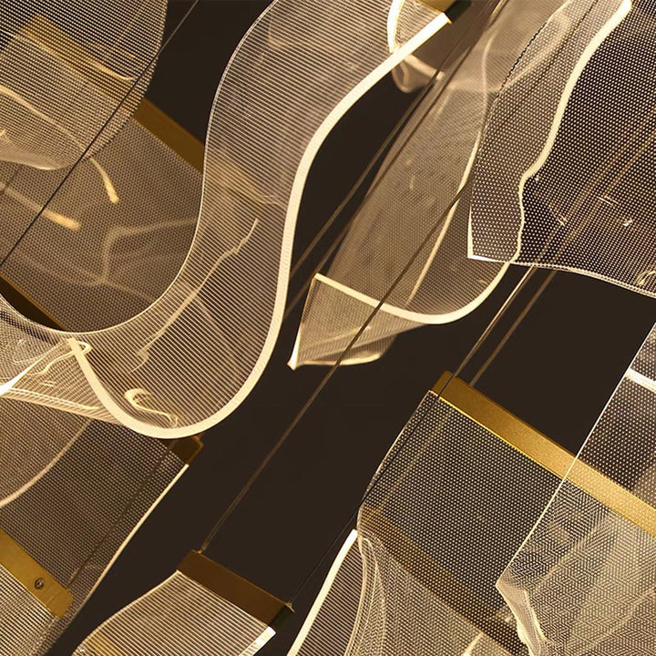 Kristy Suspension Carrée Contemporaine Métal/Acrylique Doré Salon/Escalier - Neutralighting
