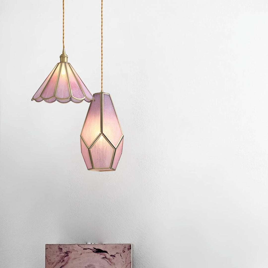 Lione Suspension en vitrail rose - Neutralighting