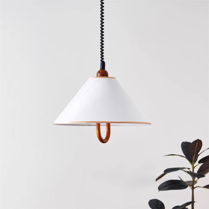 Makoto Suspension Lampe Tissu Cone Bois Réglable - Neutralighting