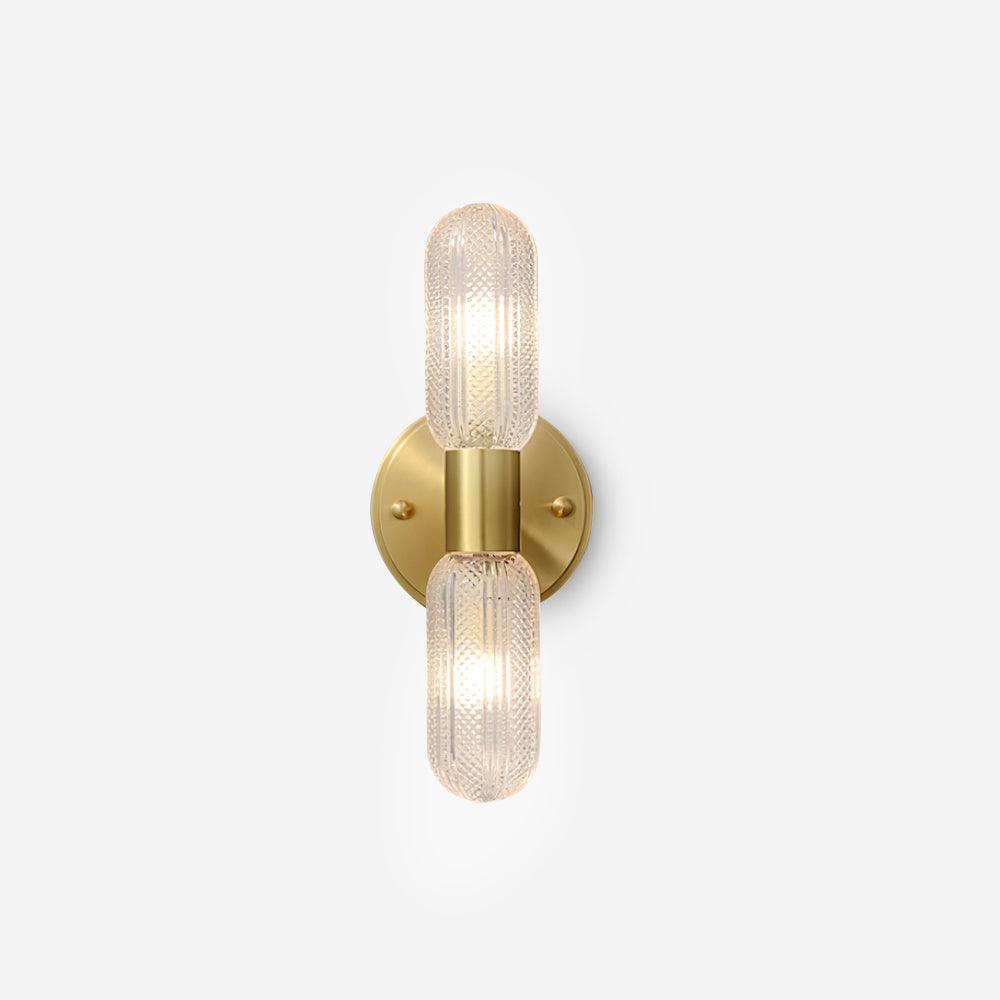 Evania Applique murale double en laiton et verre texturé - Neutralighting