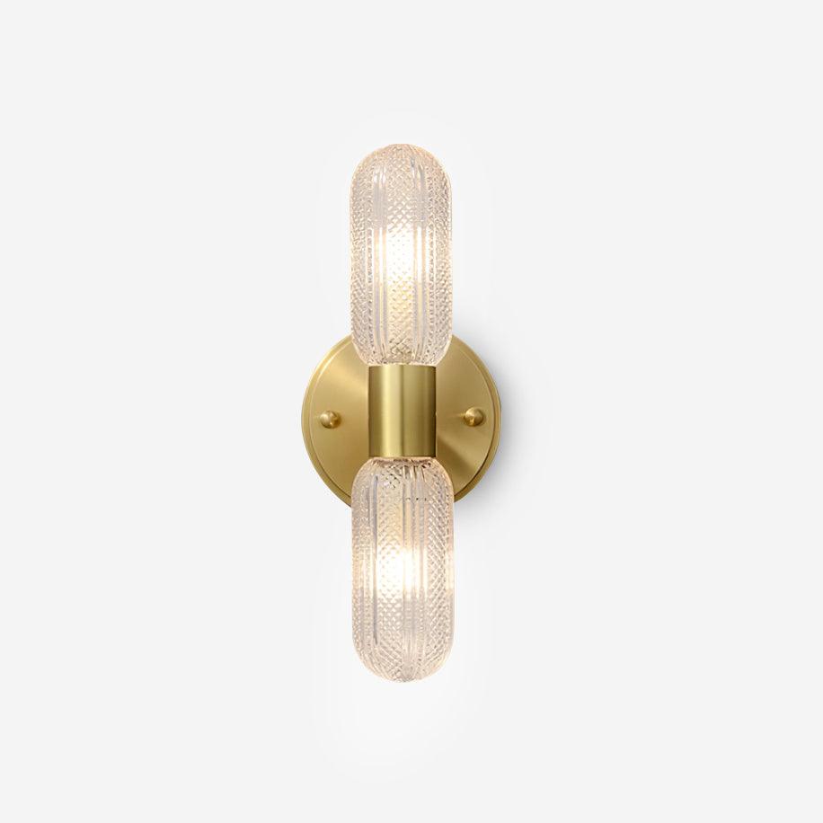 Evania Applique murale double en laiton et verre texturé - Neutralighting