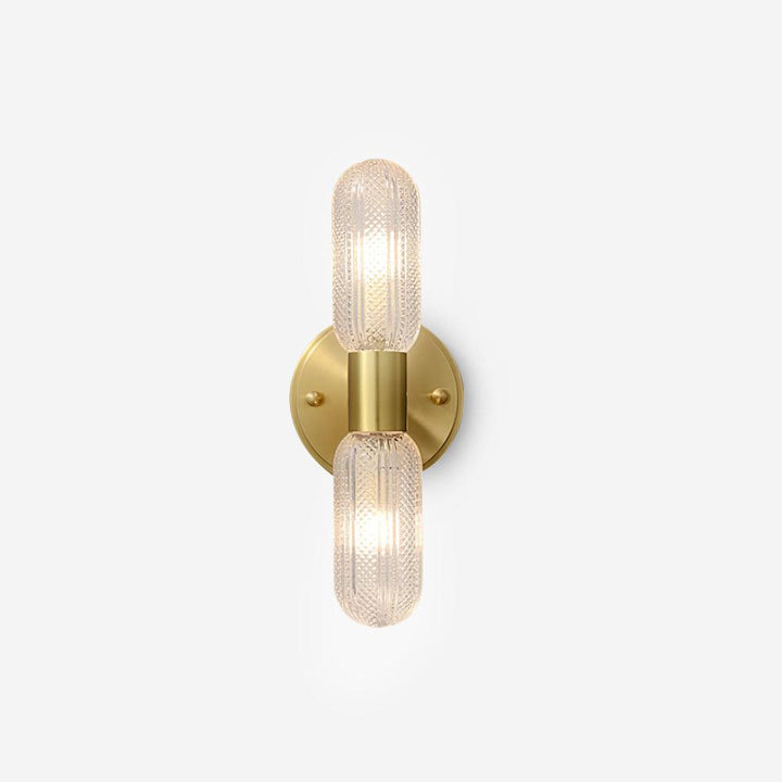 Evania Applique murale double en laiton et verre texturé - Neutralighting