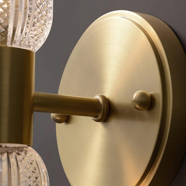 Evania Applique murale double en laiton et verre texturé - Neutralighting