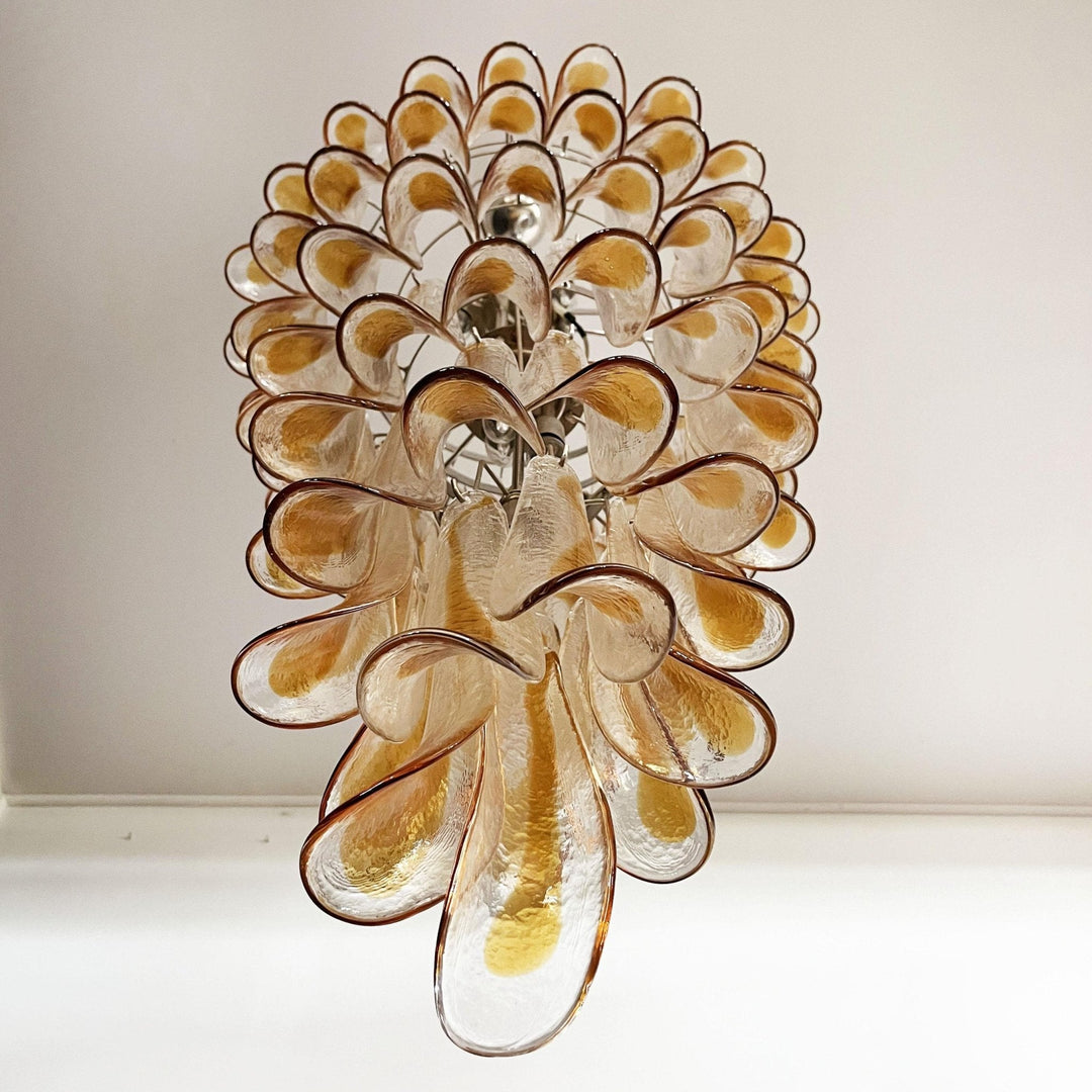 Aurora Chandelier Pétales en Verre de Murano Doré - Neutralighting