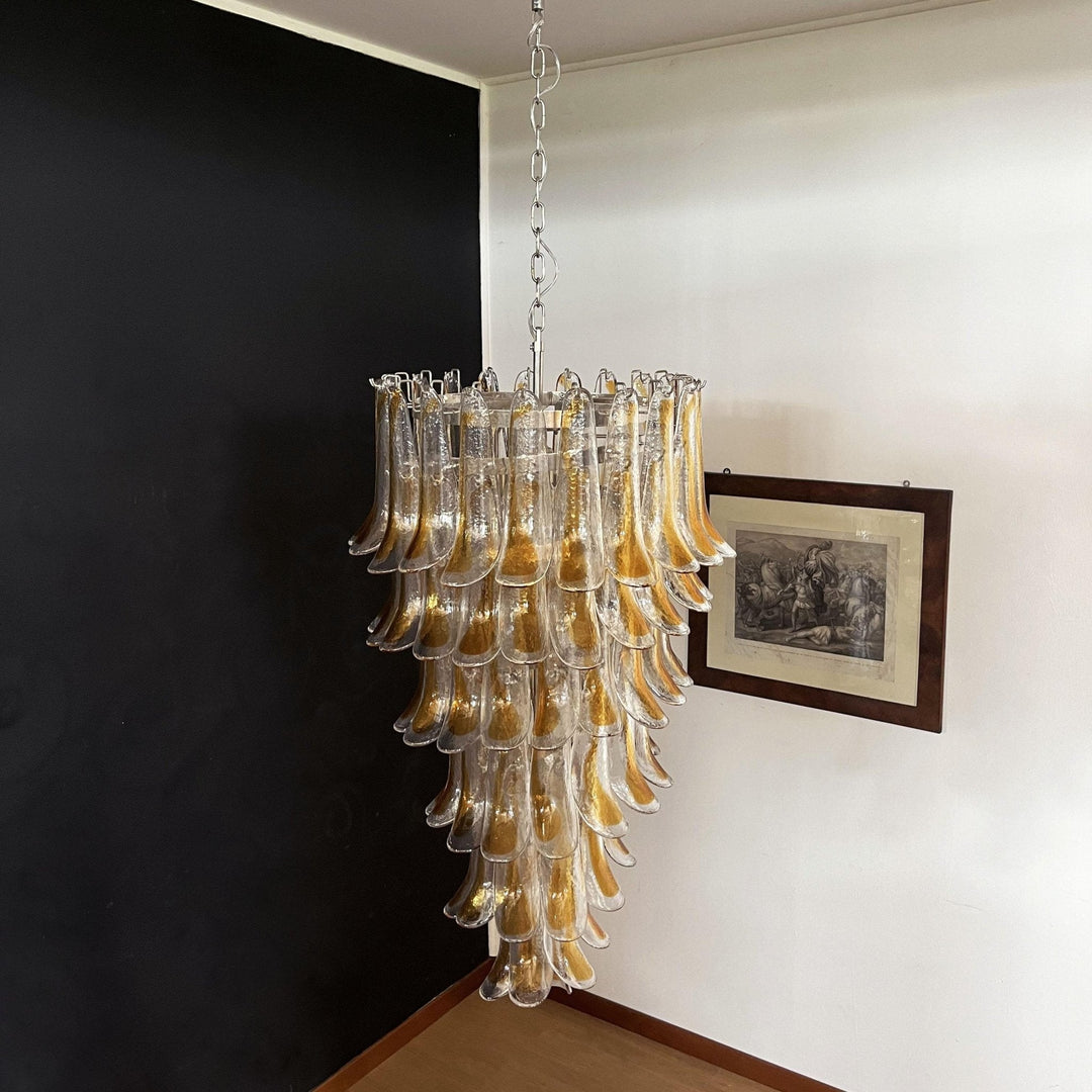 Aurora Chandelier Pétales en Verre de Murano Doré - Neutralighting