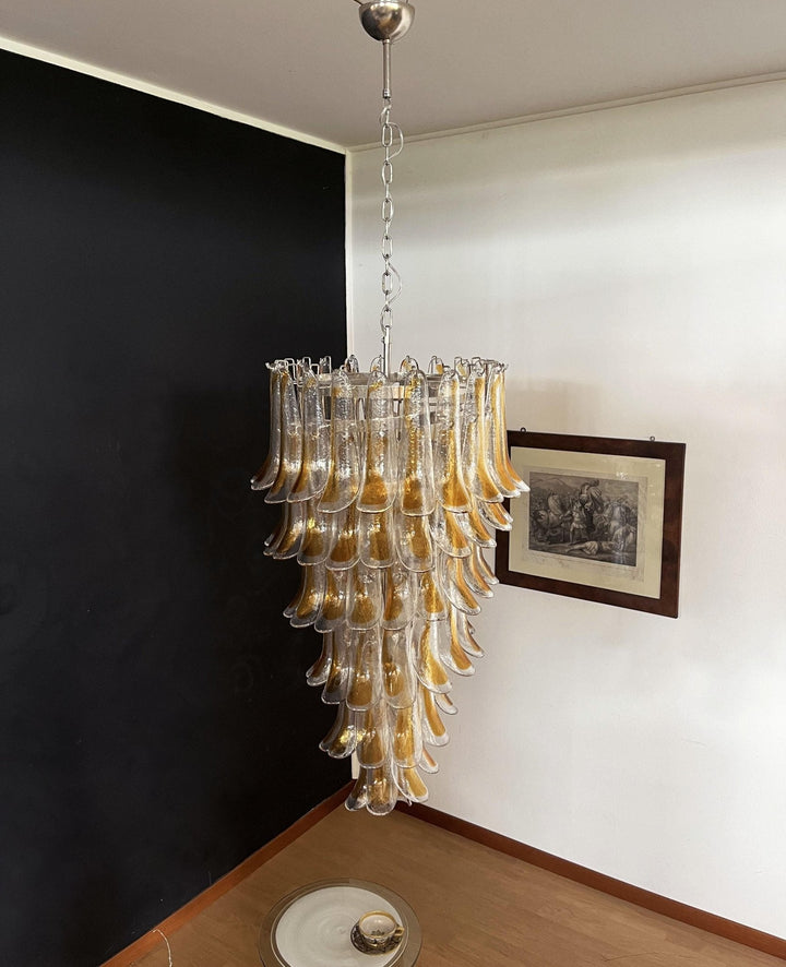 Aurora Chandelier Pétales en Verre de Murano Doré - Neutralighting