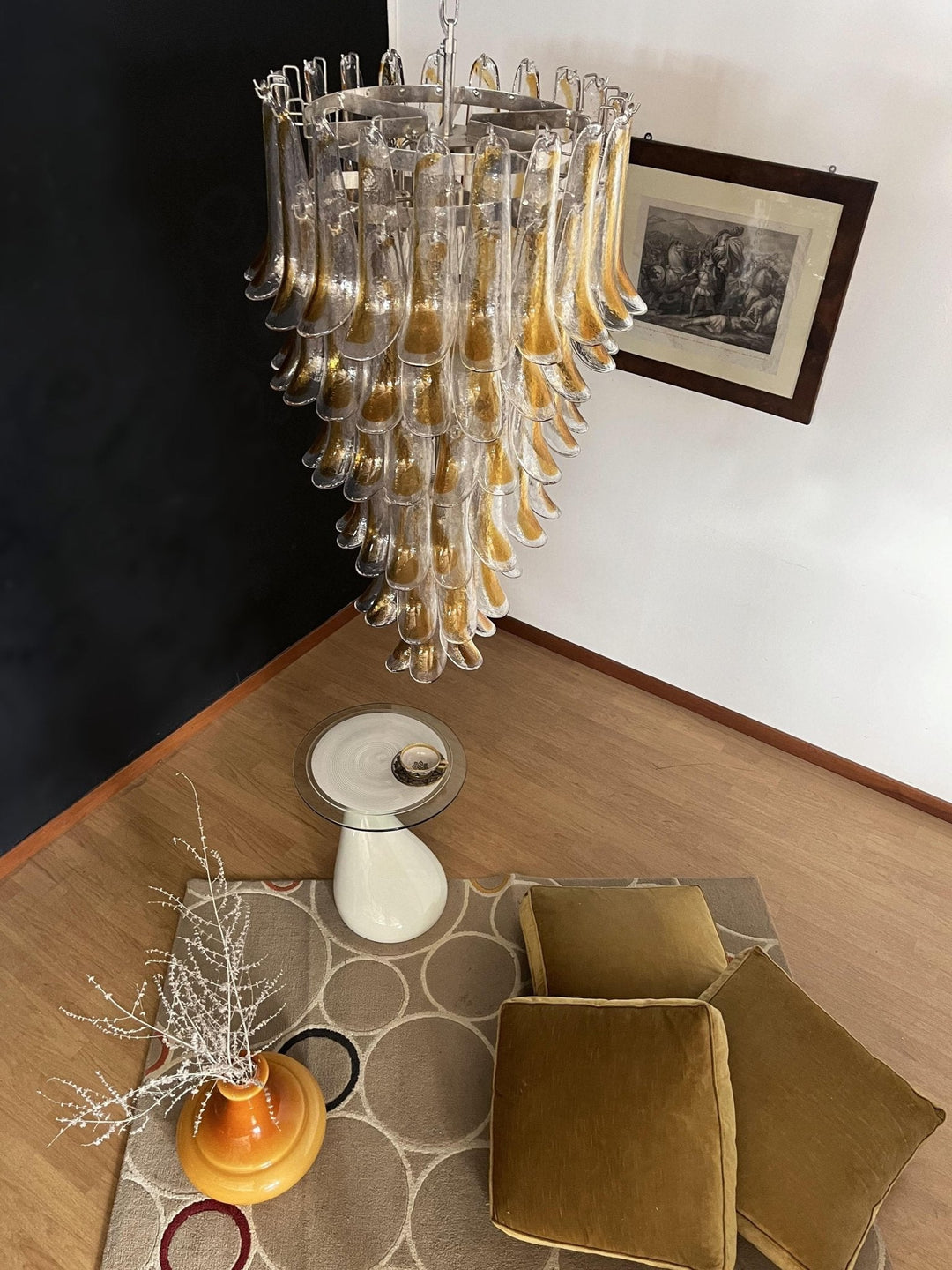 Aurora Chandelier Pétales en Verre de Murano Doré - Neutralighting
