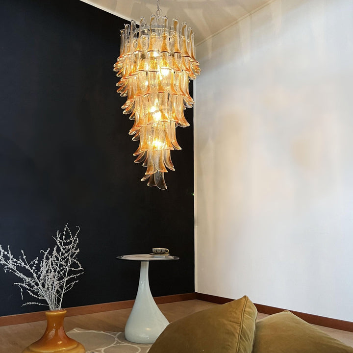 Aurora Chandelier Pétales en Verre de Murano Doré - Neutralighting