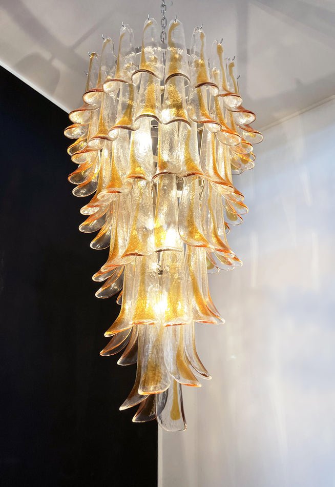 Aurora Chandelier Pétales en Verre de Murano Doré - Neutralighting