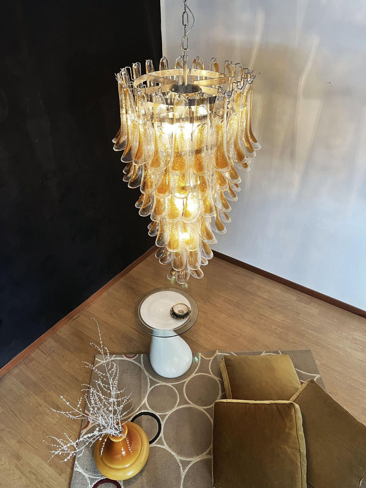 Aurora Chandelier Pétales en Verre de Murano Doré - Neutralighting