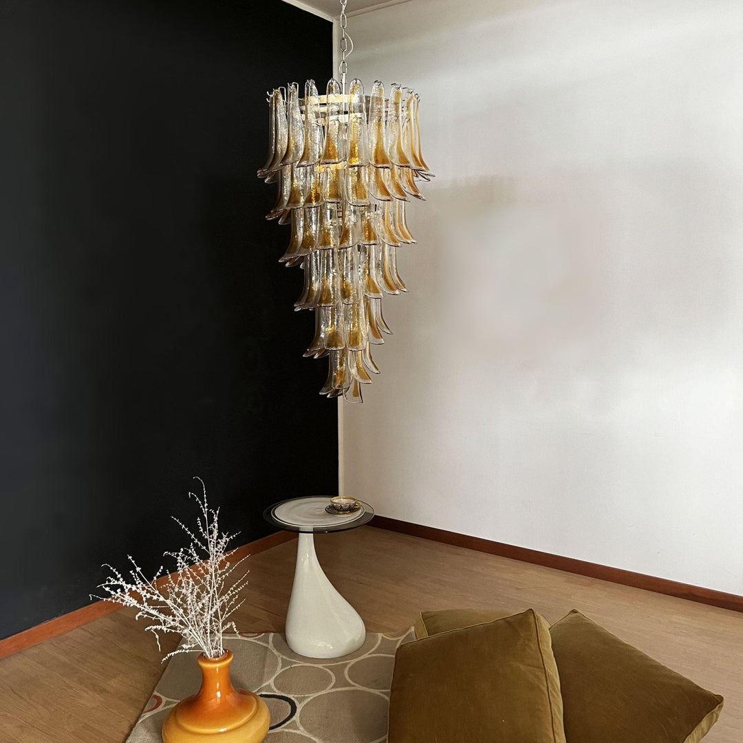 Aurora Chandelier Pétales en Verre de Murano Doré - Neutralighting