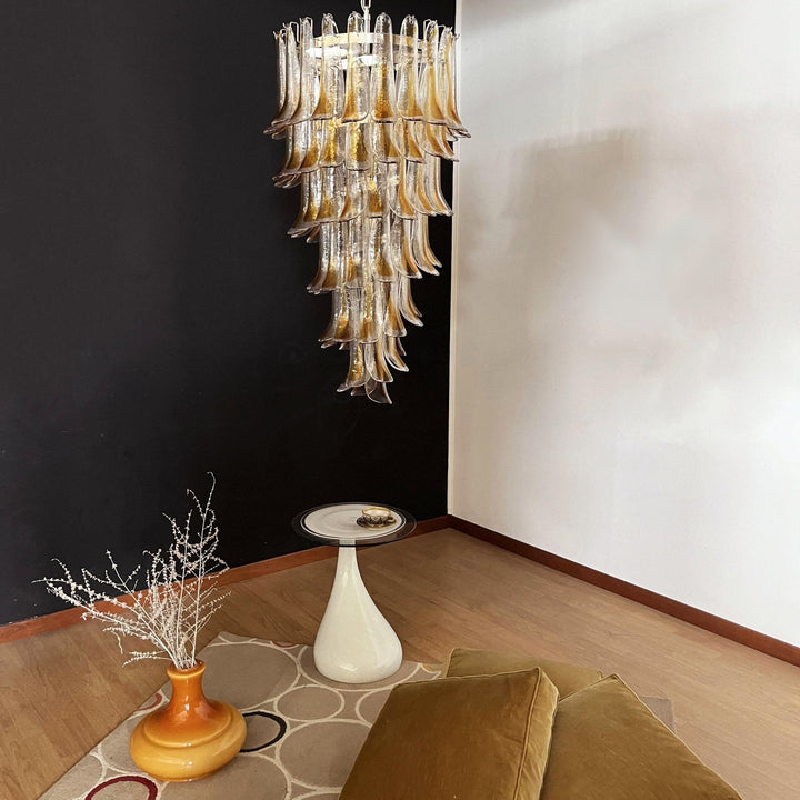 Aurora Chandelier Pétales en Verre de Murano Doré - Neutralighting