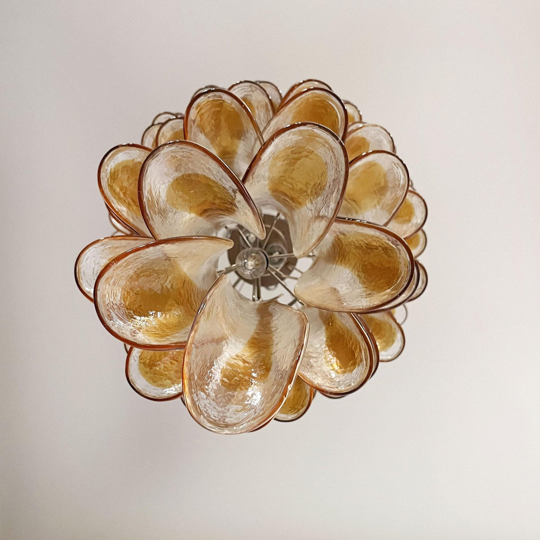 Aurora Chandelier Pétales en Verre de Murano Doré - Neutralighting