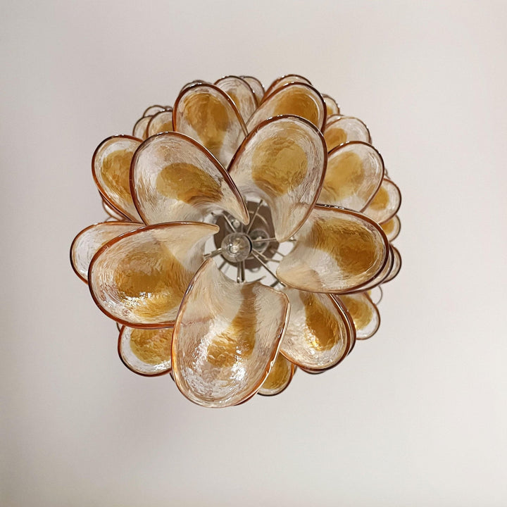 Aurora Chandelier Pétales en Verre de Murano Doré - Neutralighting