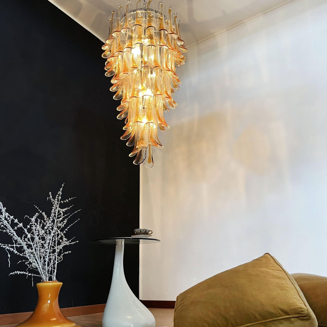 Aurora Chandelier Pétales en Verre de Murano Doré - Neutralighting
