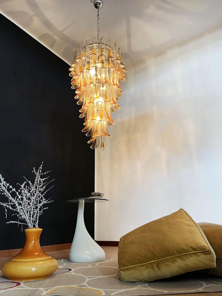 Aurora Chandelier Pétales en Verre de Murano Doré - Neutralighting